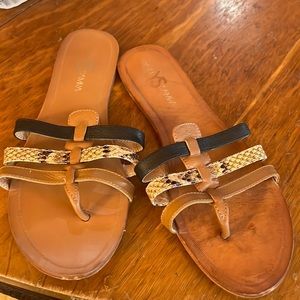Yosi Samra Leather Slide On Strappy Sandals Size 9